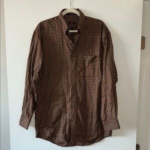 Brown and Navy Checkered Men's Shirt